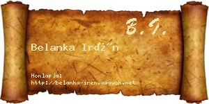 Belanka Irén névjegykártya